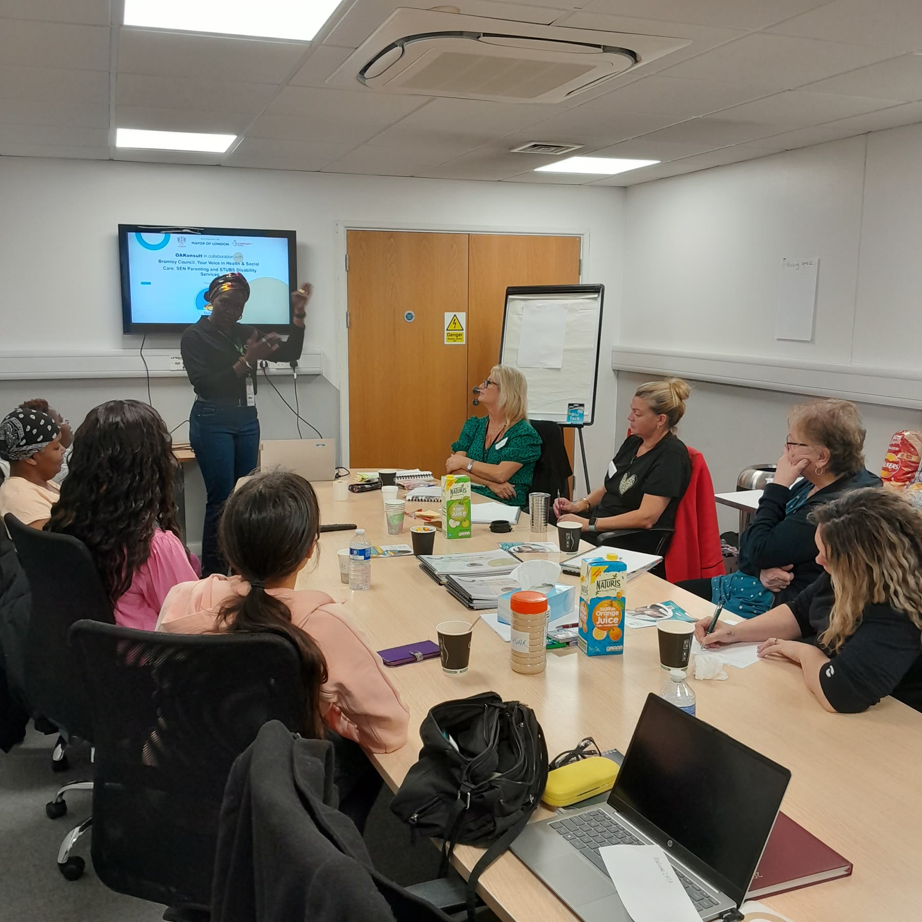 Parent carers taking part in an OAKonsult wellbeing workshop